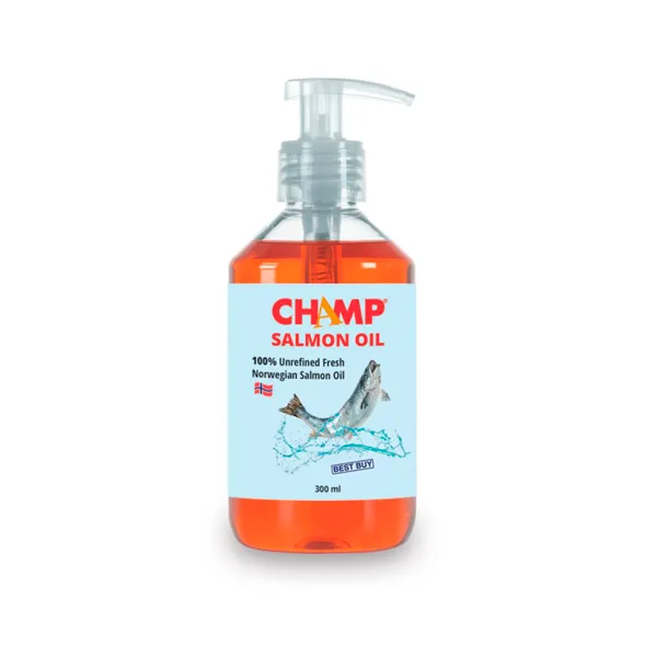 Champ Salmon Oil zalmolie voor honden, fles 300 ml